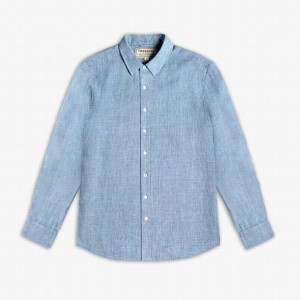 Camicie Thursday Boots Linen Uomo Blu | GUT2234TF