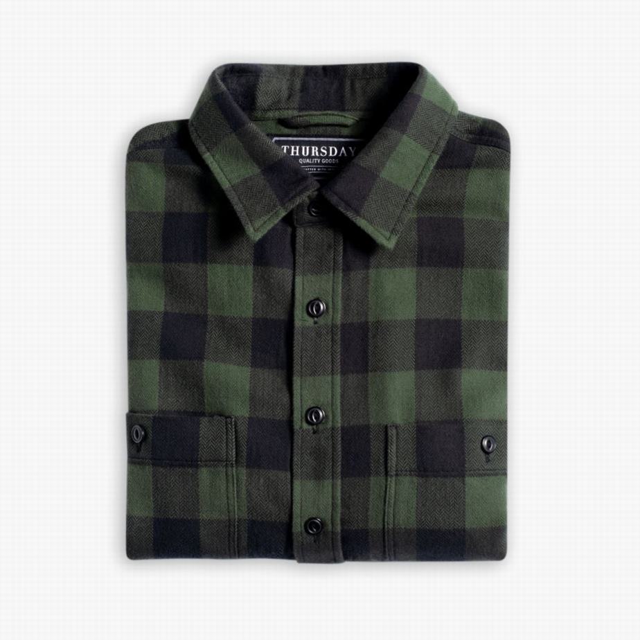 Camicie Thursday Boots Buffalo Check Uomo Verdi | VRE2078AF