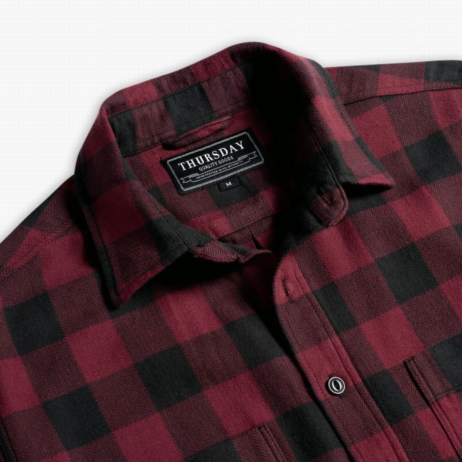 Camicie Thursday Boots Buffalo Check Uomo Rosse | TBM9528QP