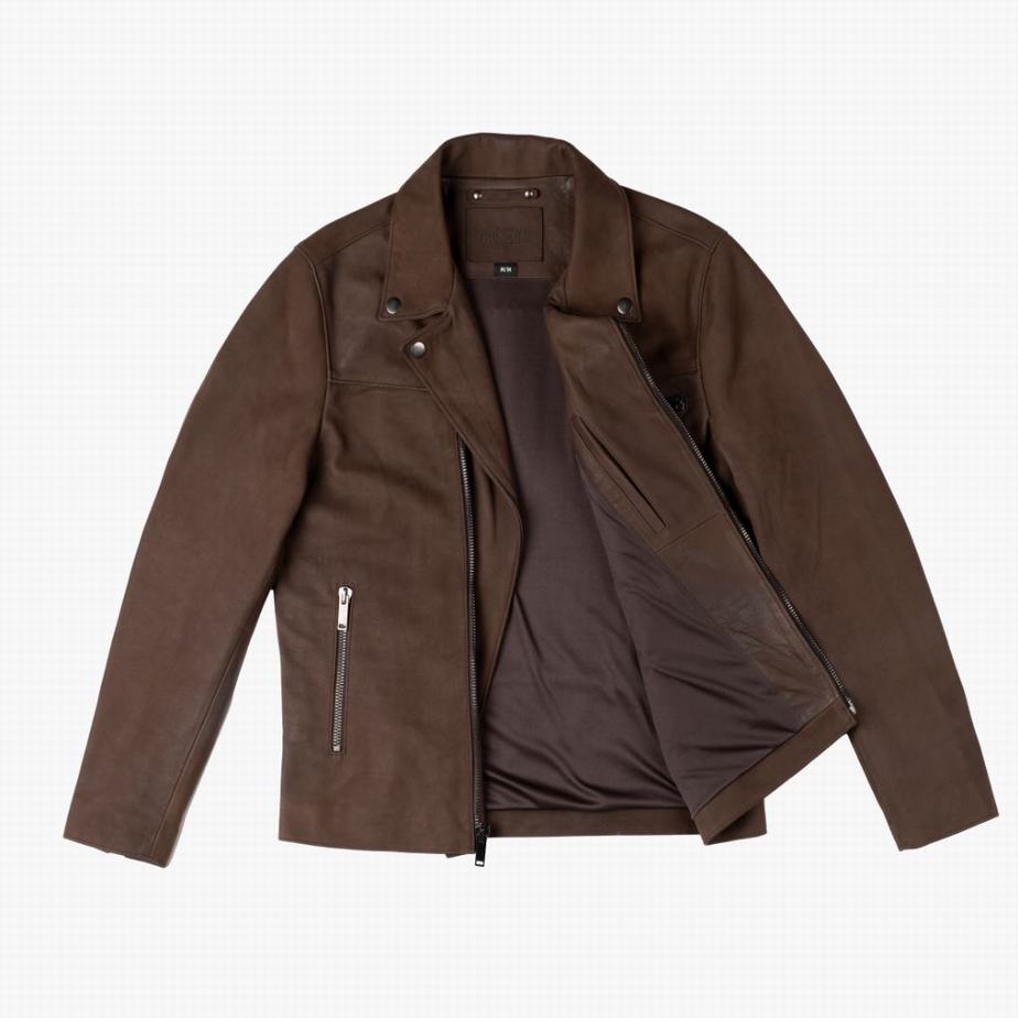 Giacche Thursday Boots Motorcycle Uomo Marroni | HYZ5138ZX